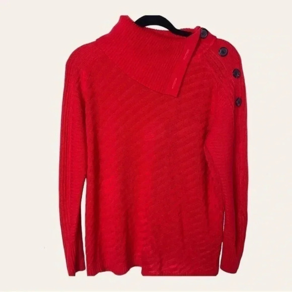WOMEN’S LIZ CLAIBORNE SWEATER TURTLE NECK WITH FAUX BUTTONS SIZE LARGE‎ - Picture 1 of 6